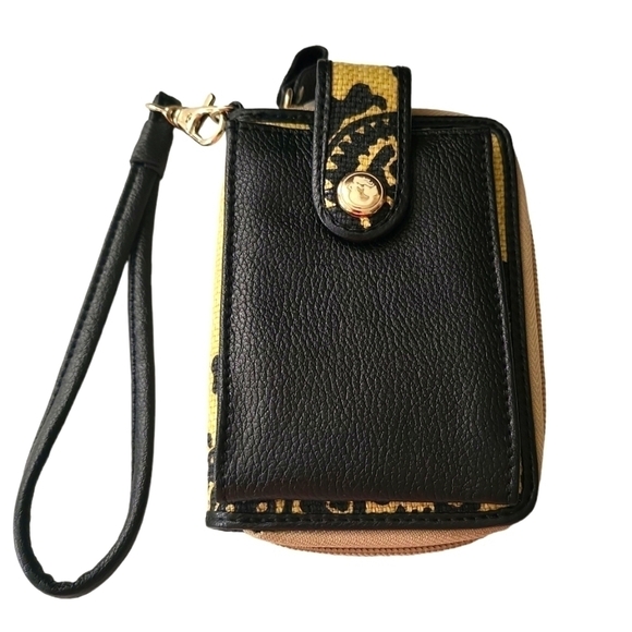 SPARTINA 449 Black & Tan Linen & Leather Wallet Wristlet NWOT - Picture 2 of 5